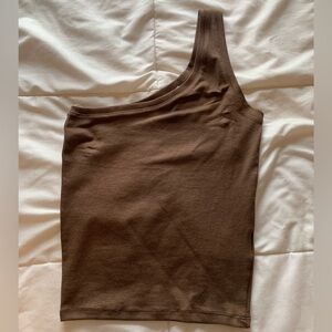 NWT Brown One Shoulder Tank Top